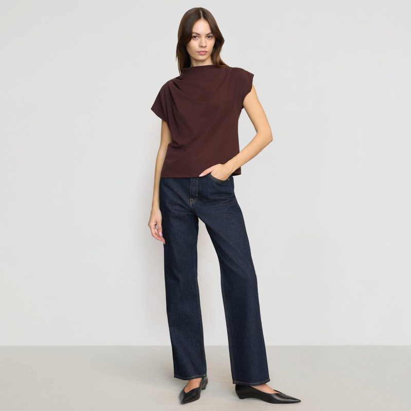 kenny asymmetric neck tee merlot 0