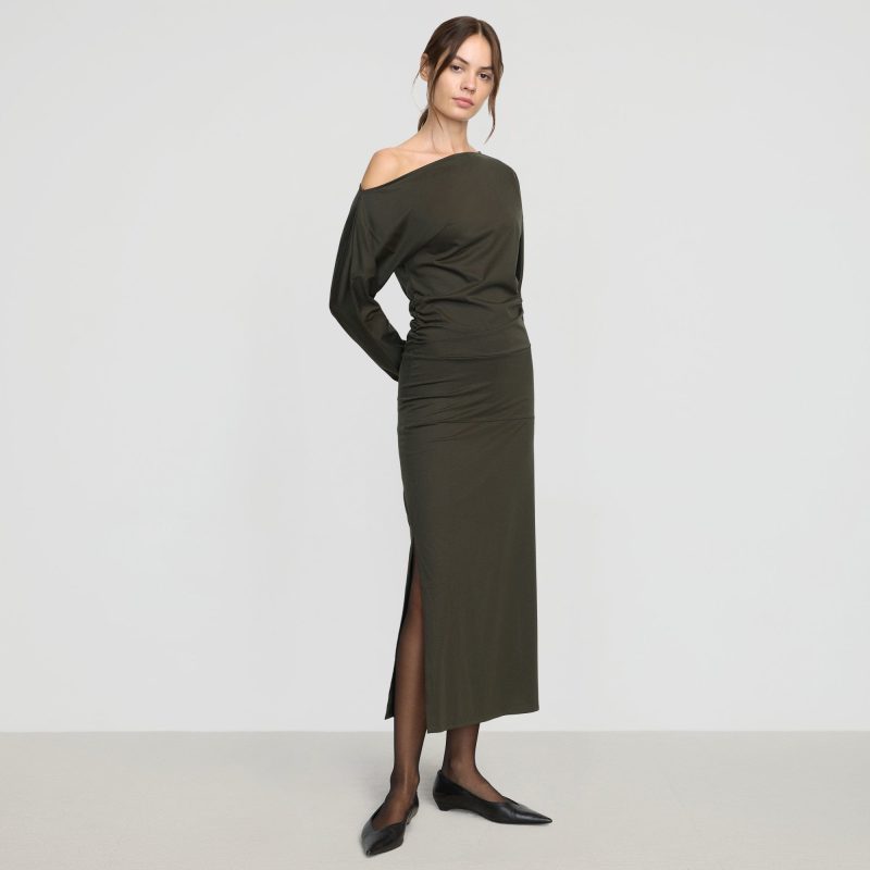 kezia off shoulder satin jersey dress dark nori 0 f0aaf694 9ccb 44b9 bef4 0e6d67749cf7