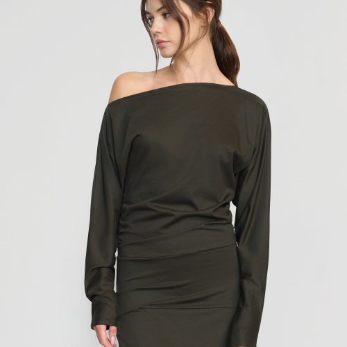 kezia off shoulder satin jersey dress dark nori 2 a5ef7a39 6d60 4edb 8335 4e1fe29e5fb8