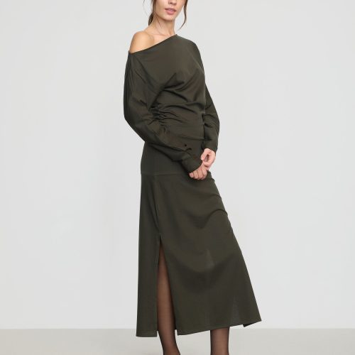 kezia off shoulder satin jersey dress dark nori 3 e1af41f5 e2a7 4f98 81cf c8b9056336ad