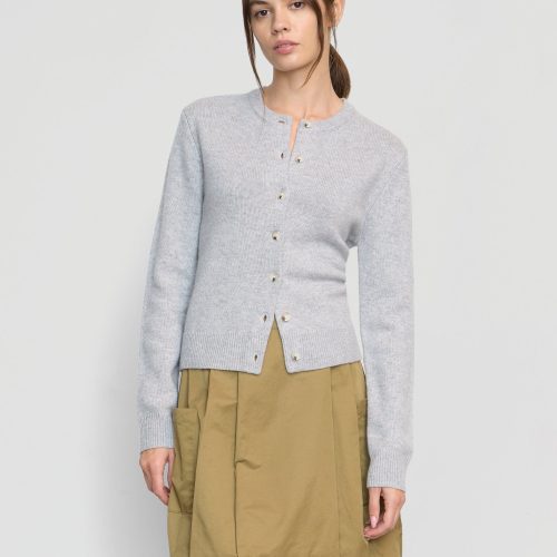 kiran wool cashmere cardigan heather grey 1