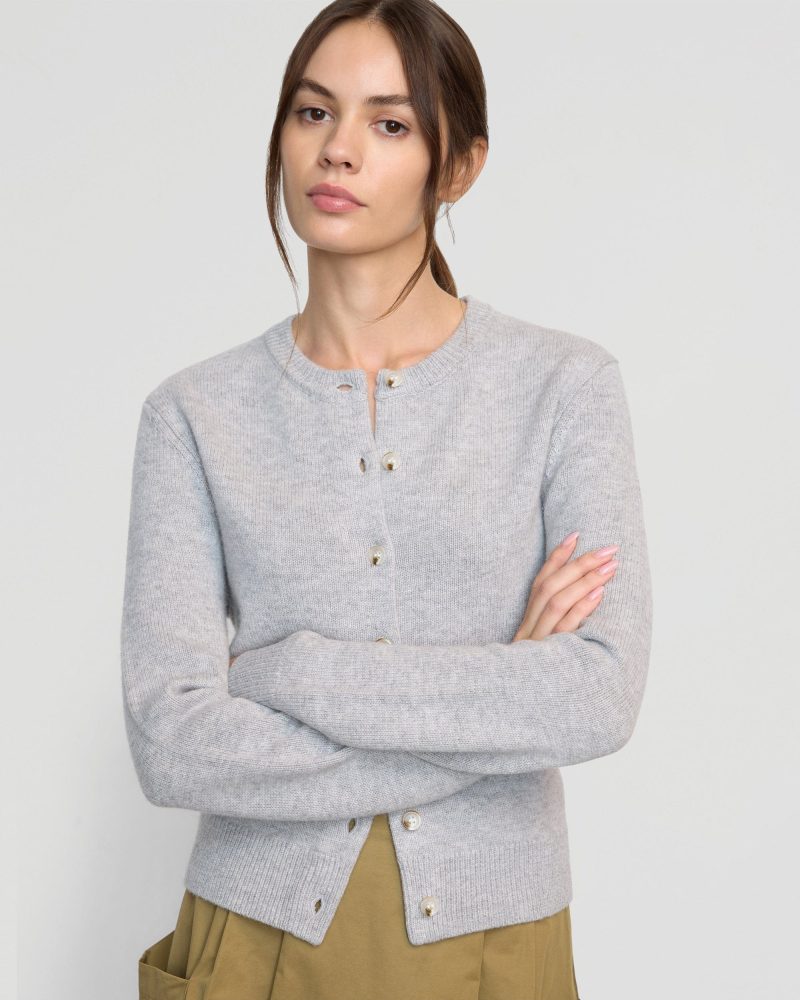 kiran wool cashmere cardigan heather grey 3