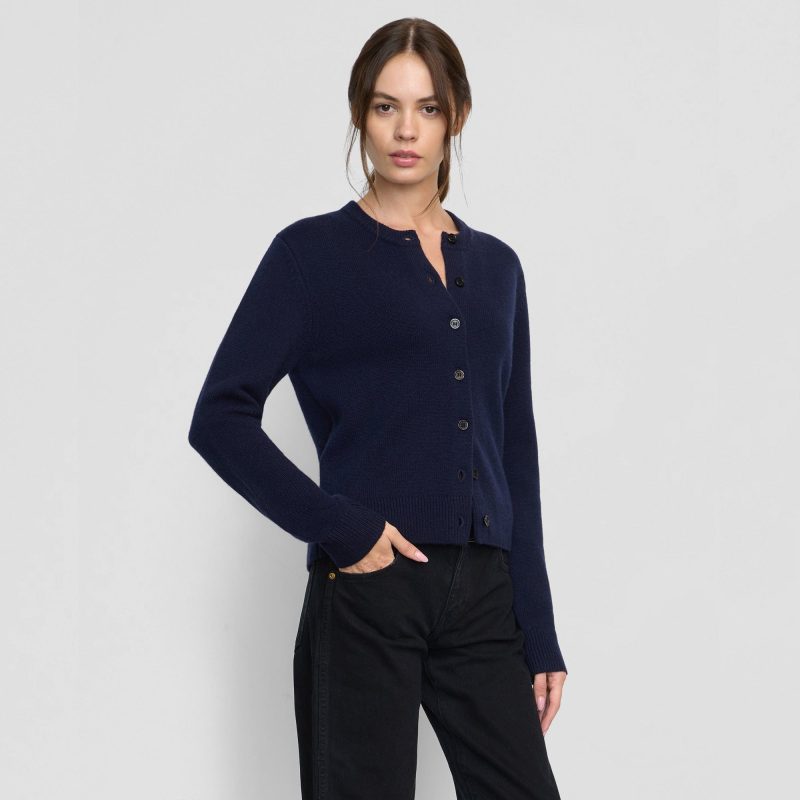 kiran wool cashmere cardigan navy 0