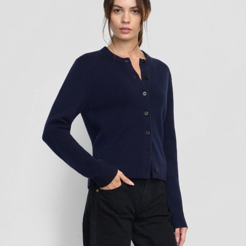 kiran wool cashmere cardigan navy 1