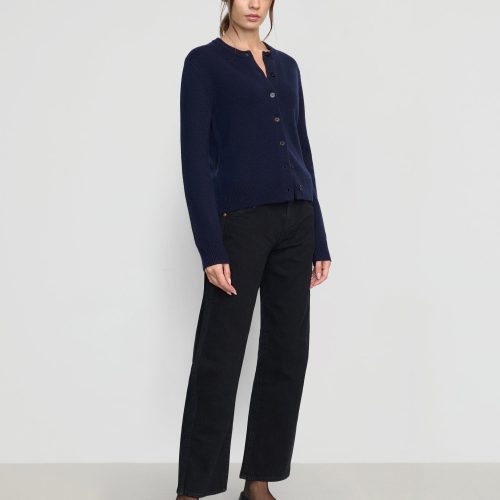 kiran wool cashmere cardigan navy 2