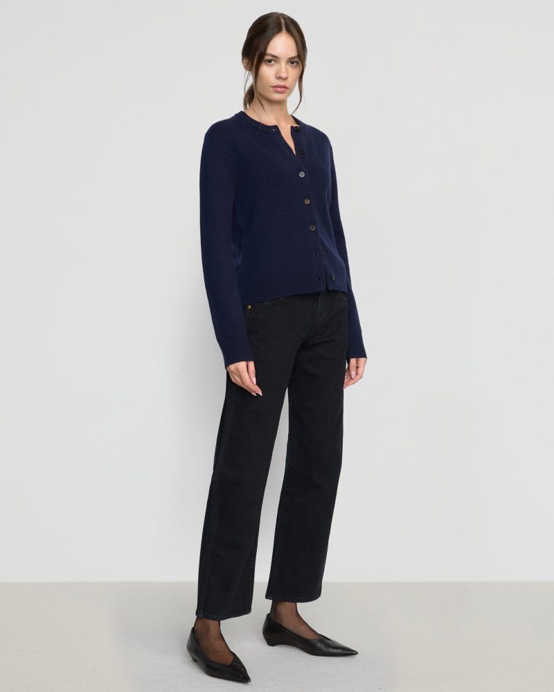 kiran wool cashmere cardigan navy 2