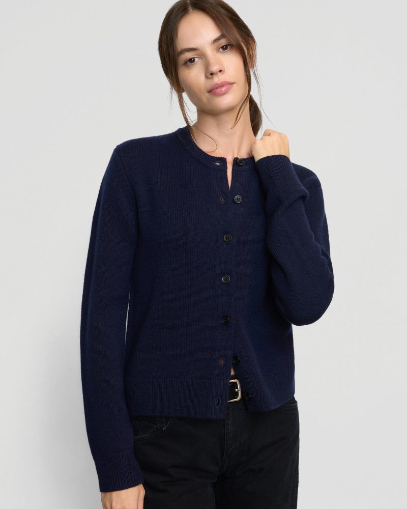 kiran wool cashmere cardigan navy 3