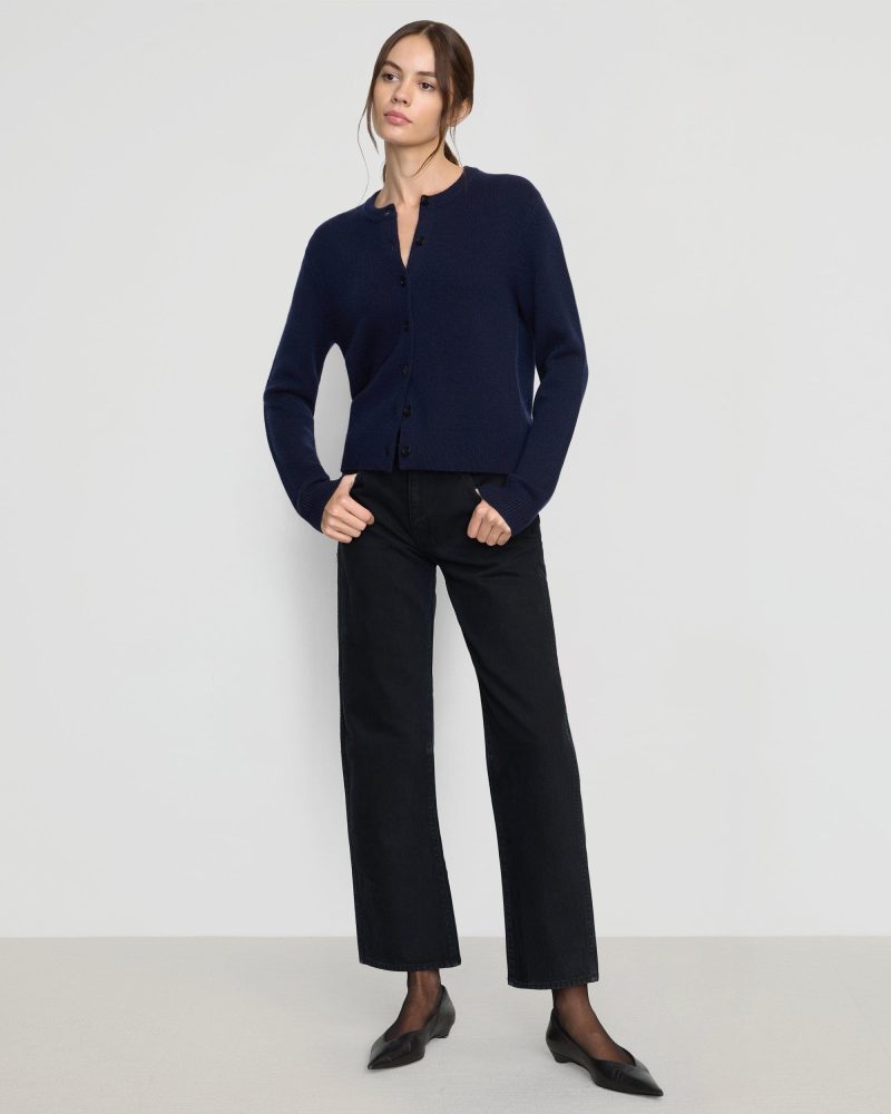 kiran wool cashmere cardigan navy 4