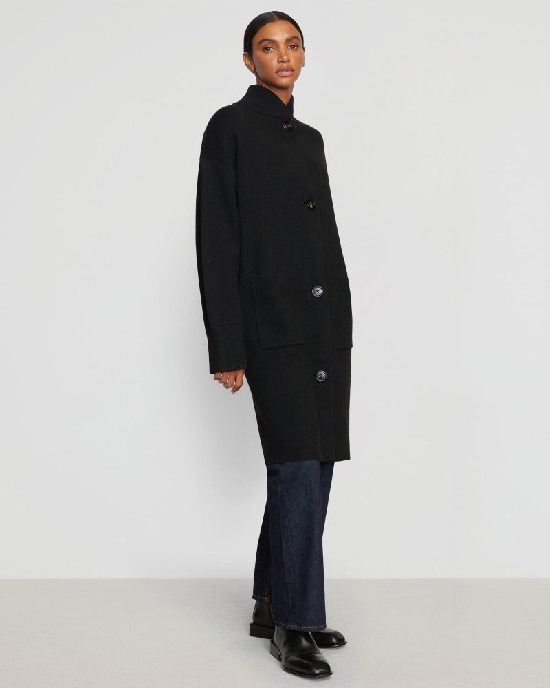 lois button sweater coat black 4