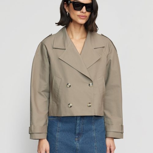 luca cropped trench jacket taupe 3