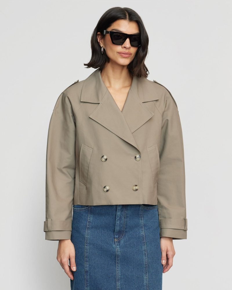 luca cropped trench jacket taupe 3