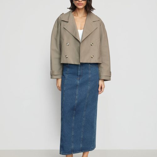 luca cropped trench jacket taupe 4