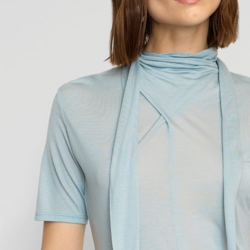 lucine scarf neck semi sheer tencel tee sky blue 2