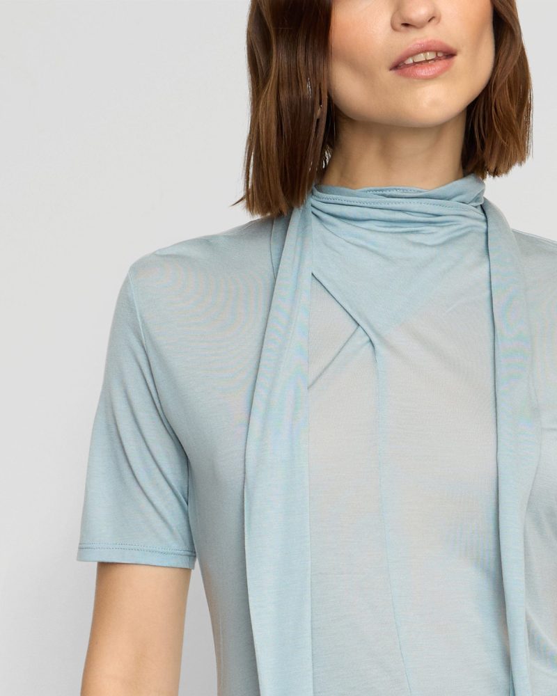 lucine scarf neck semi sheer tencel tee sky blue 2