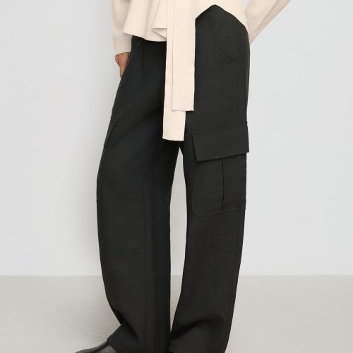 lynda tailored utility pant heather charcoal 1