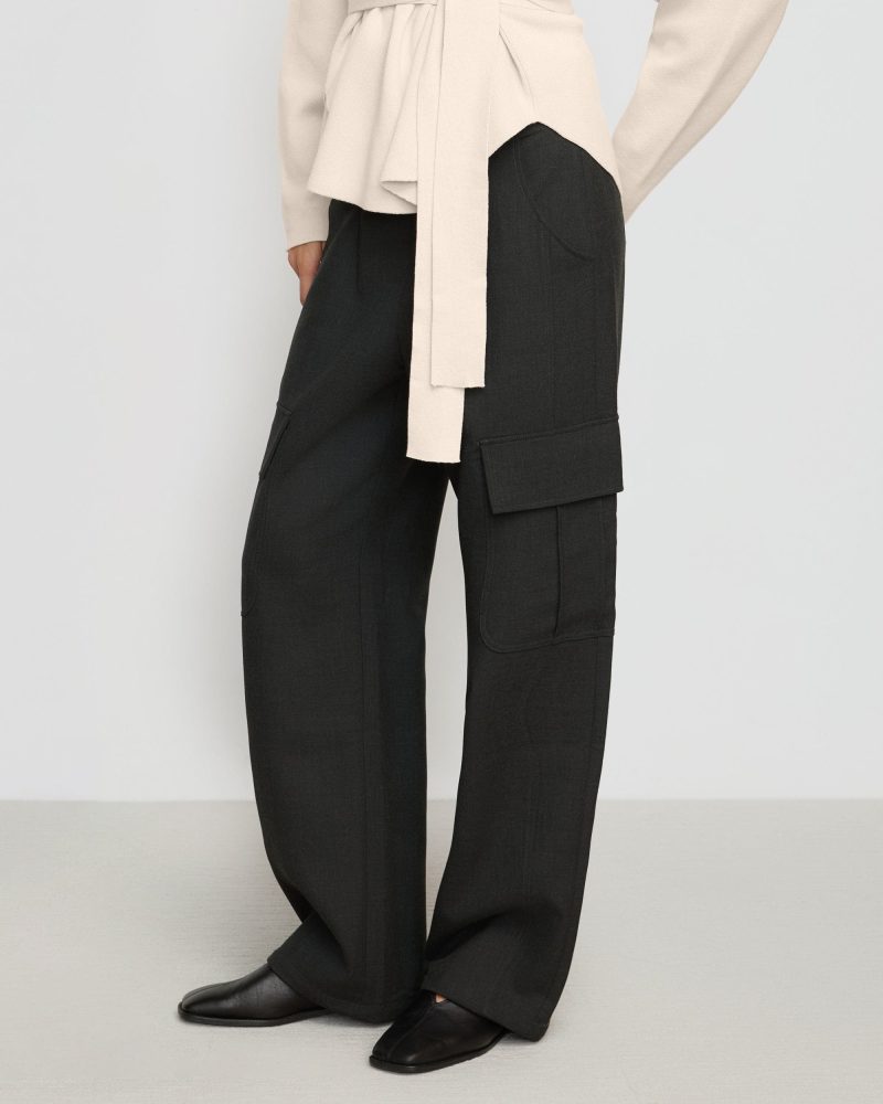 lynda tailored utility pant heather charcoal 1