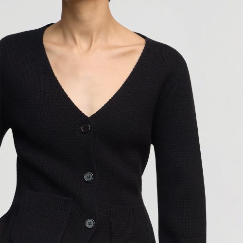 maeve organic cotton wool v neck cardigan black 5