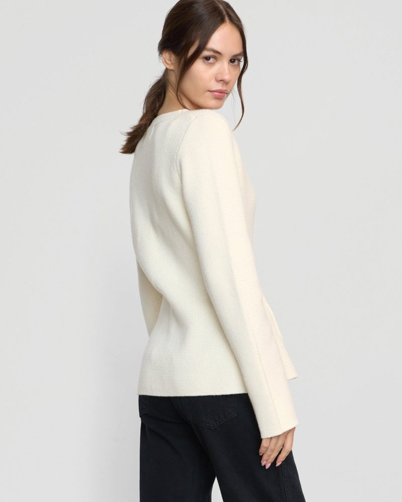 maeve organic cotton wool v neck cardigan cream 6