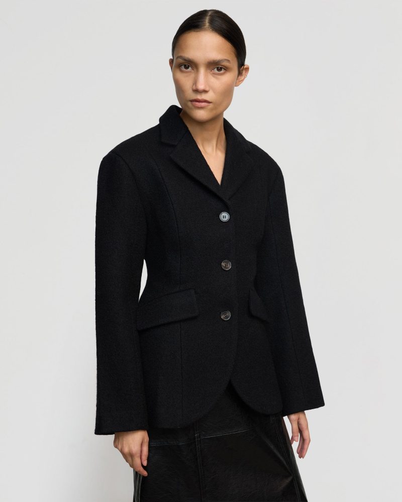 marina wool blend sculpted blazer black 1