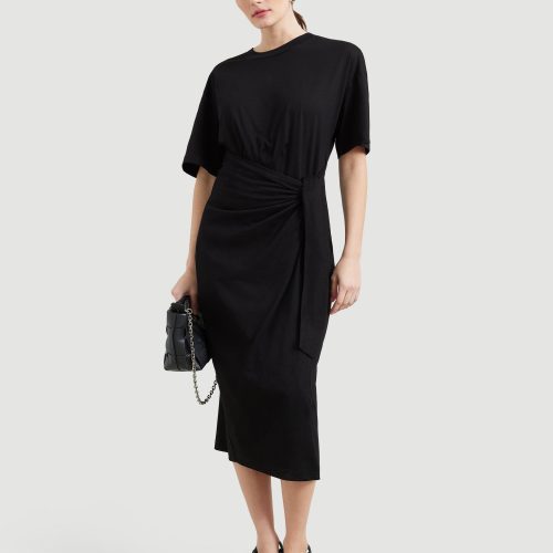 noa organic cotton t shirt wrap dress black 1 537b2f1f 9d9f 4fb0 abc6 97442eb2189c