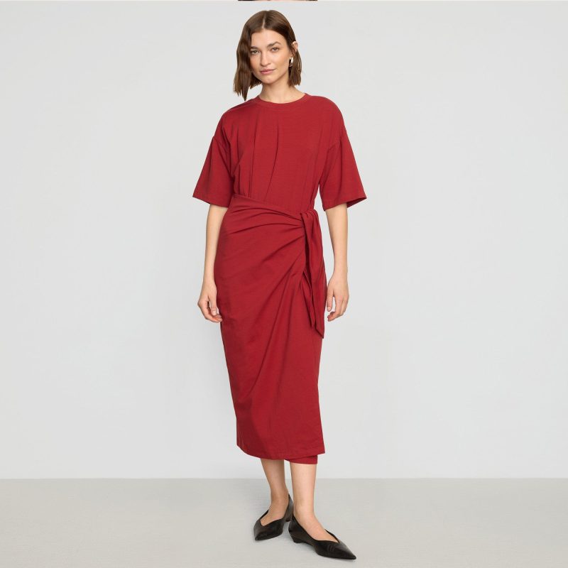 noa organic cotton t shirt wrap dress crimson 0