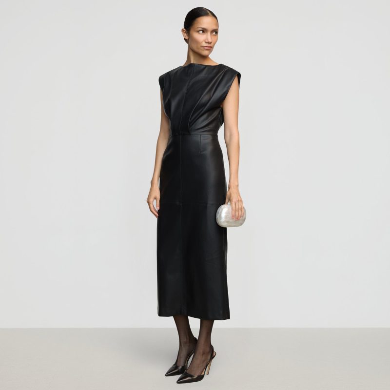 nova structured vegan leather dress black 0