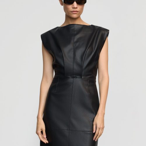 nova structured vegan leather dress black 2