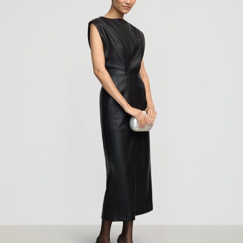 nova structured vegan leather dress black 3