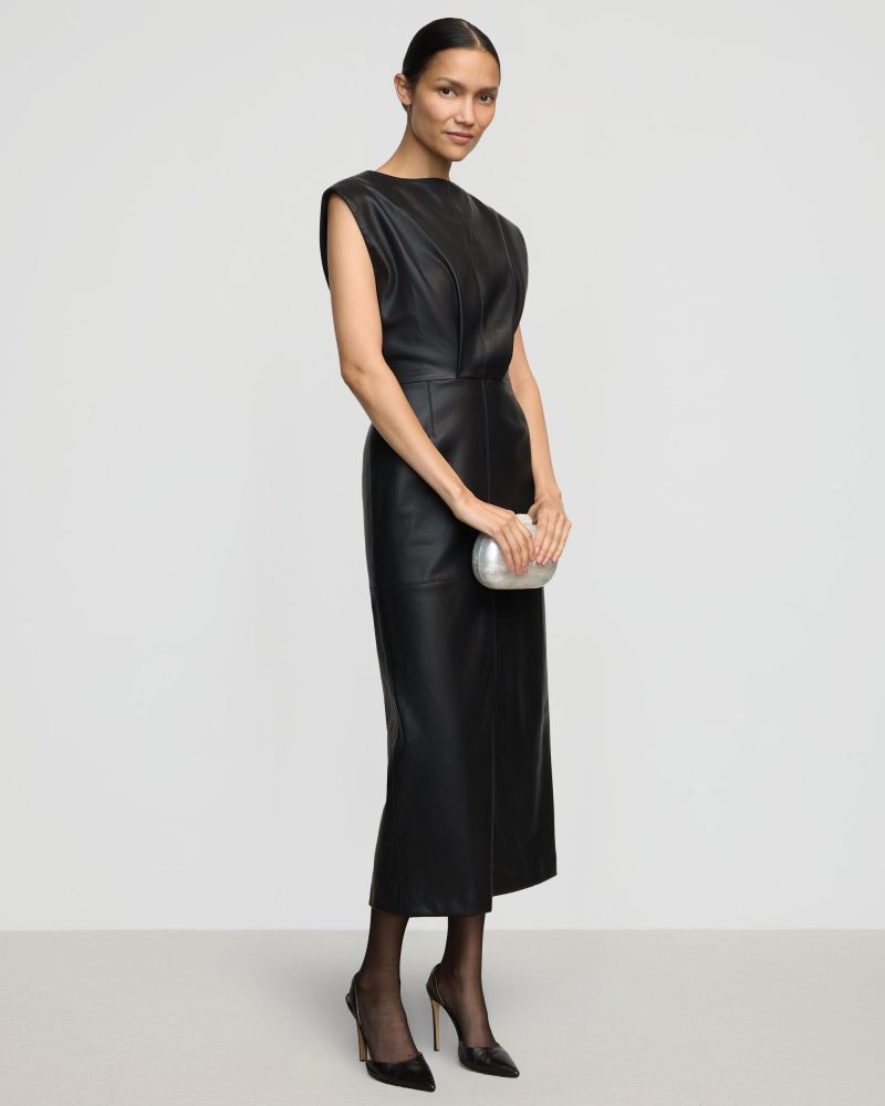 nova structured vegan leather dress black 3