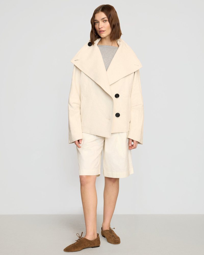 pascia collared canvas peacoat natural cream 3