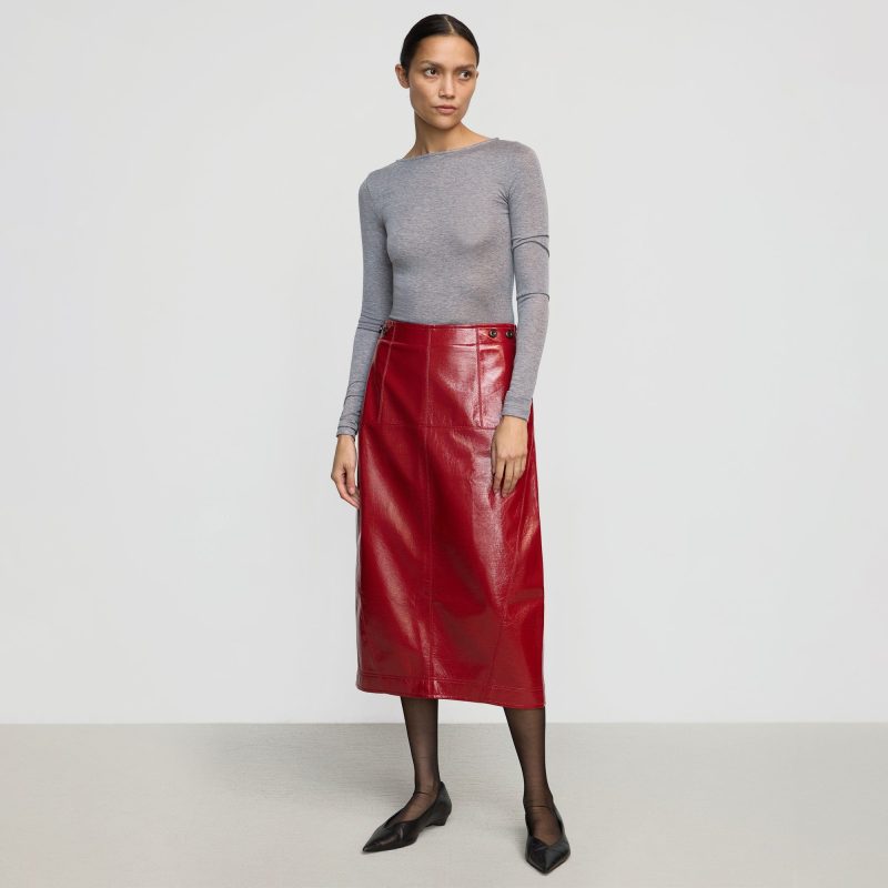 pepper vegan patent leather skirt crimson 0