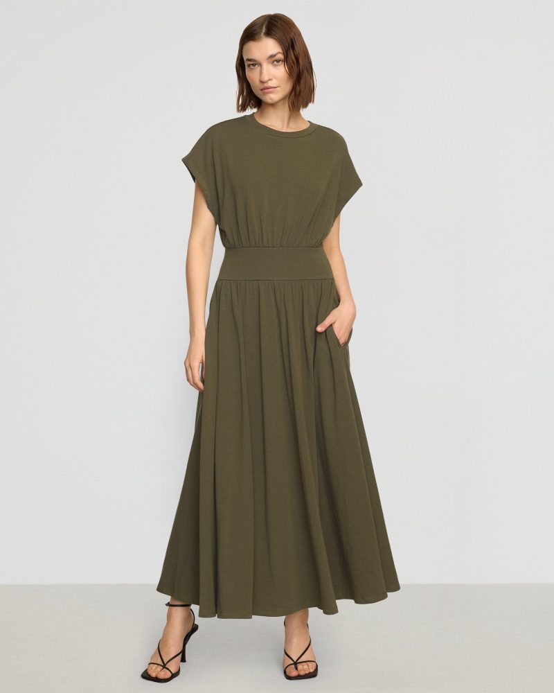 prima jersey midi dress olive 3