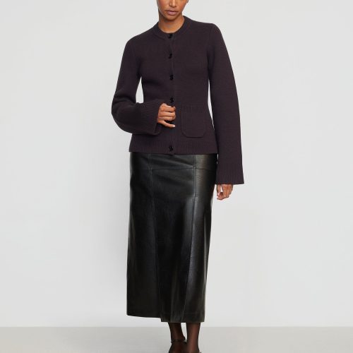 rama front vent vegan leather skirt black 1