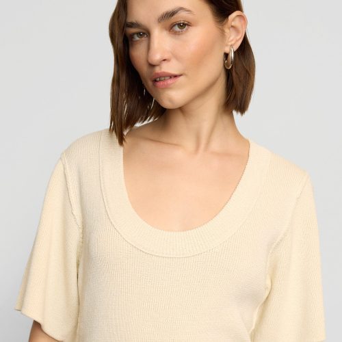 reina sculpted scoop neck knit top cream 2