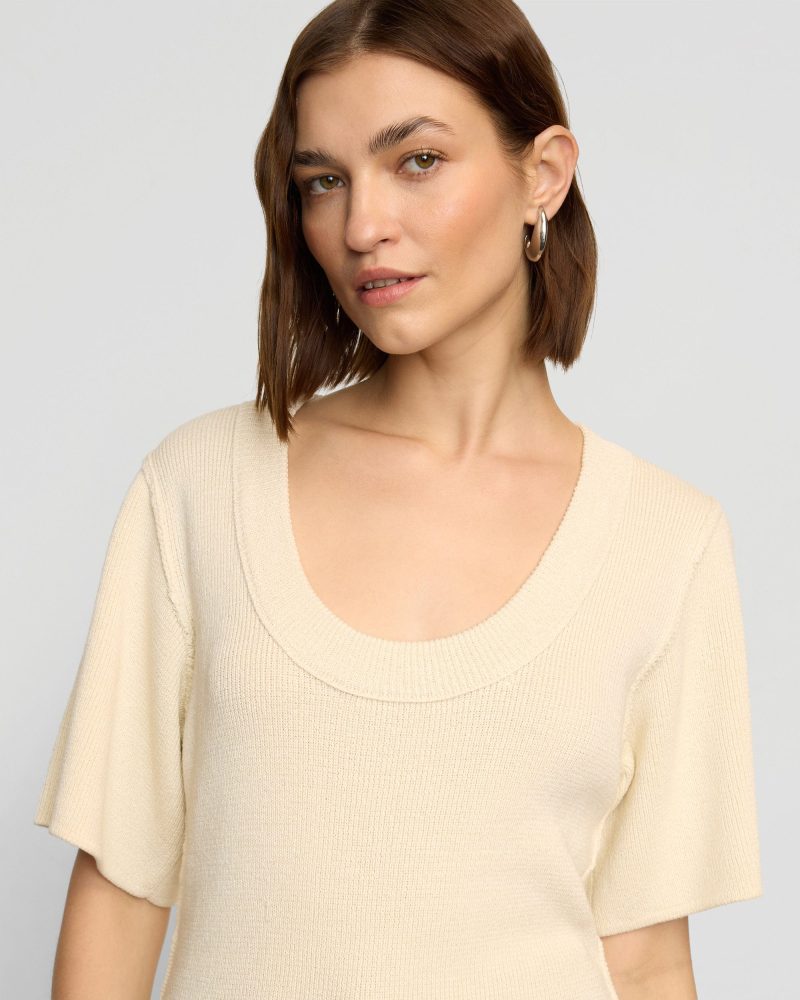 reina sculpted scoop neck knit top cream 2