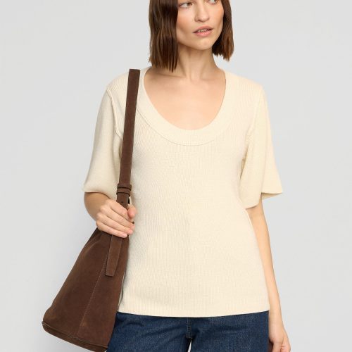 reina sculpted scoop neck knit top cream 4