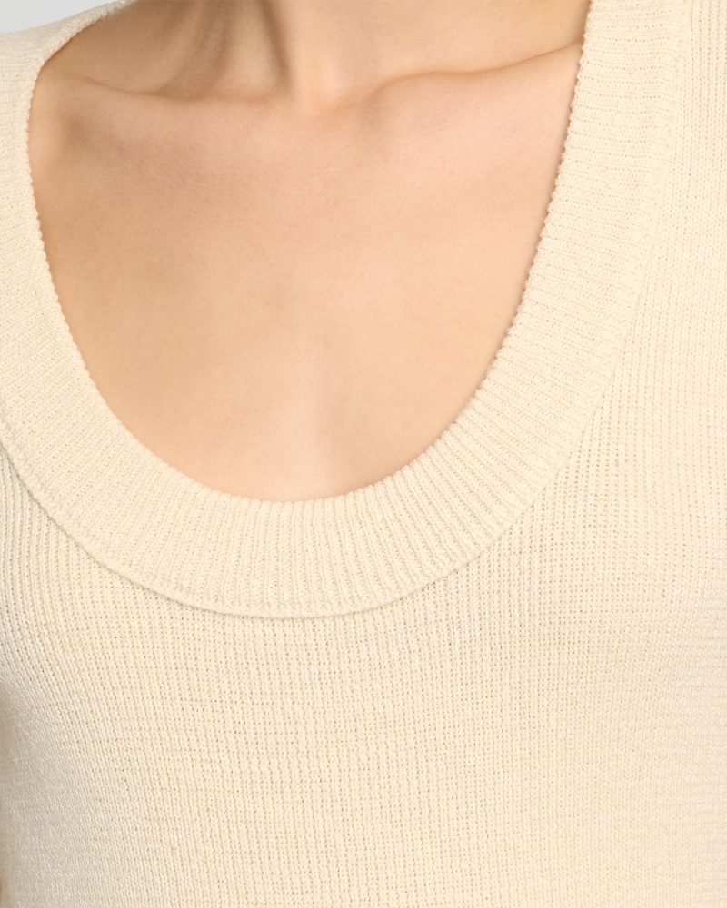 reina sculpted scoop neck knit top cream 5