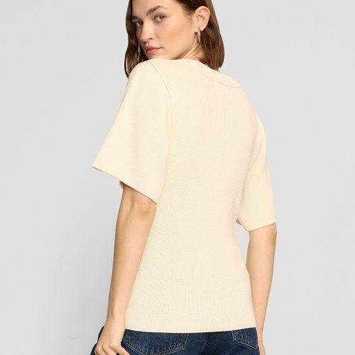 reina sculpted scoop neck knit top cream 6