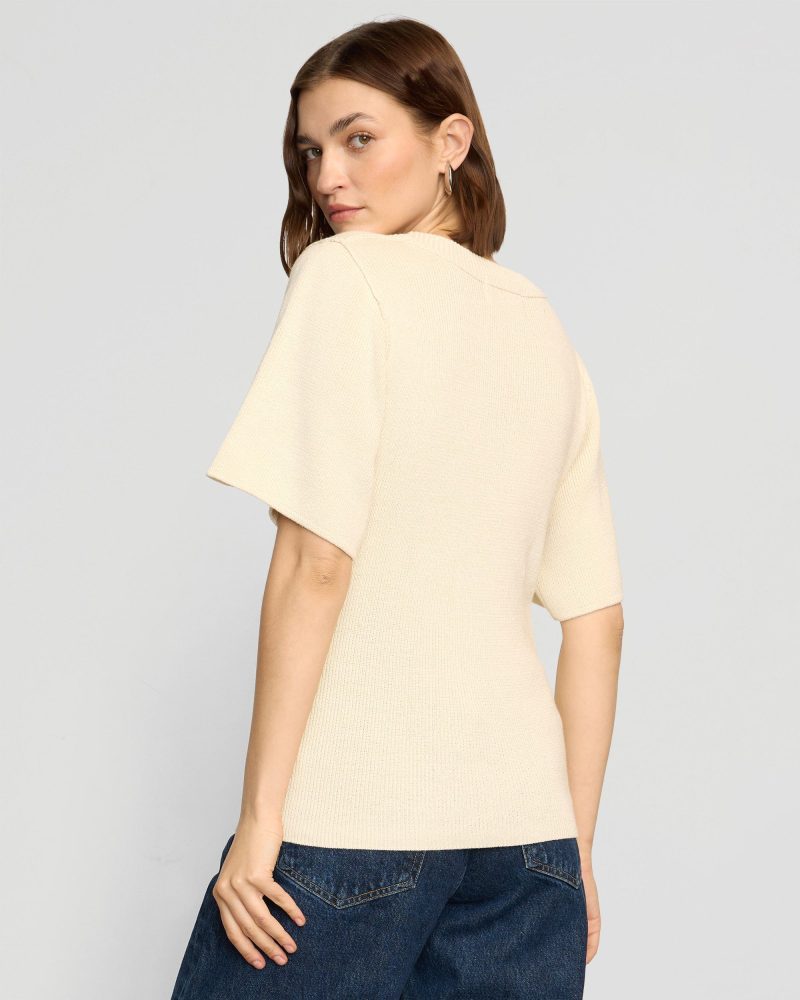 reina sculpted scoop neck knit top cream 6