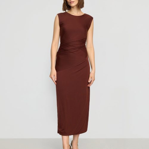 rowena twisted tencel jersey dress auburn 1