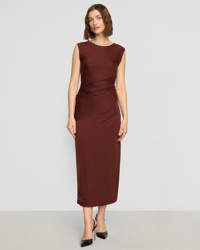 rowena twisted tencel jersey dress auburn 1