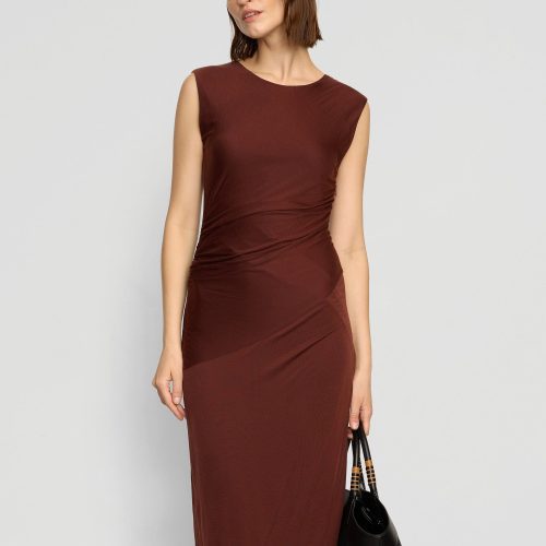 rowena twisted tencel jersey dress auburn 4