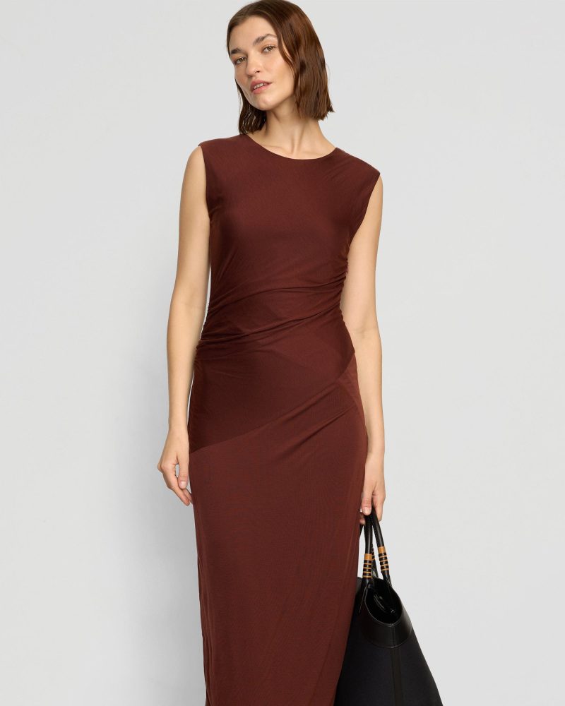 rowena twisted tencel jersey dress auburn 4