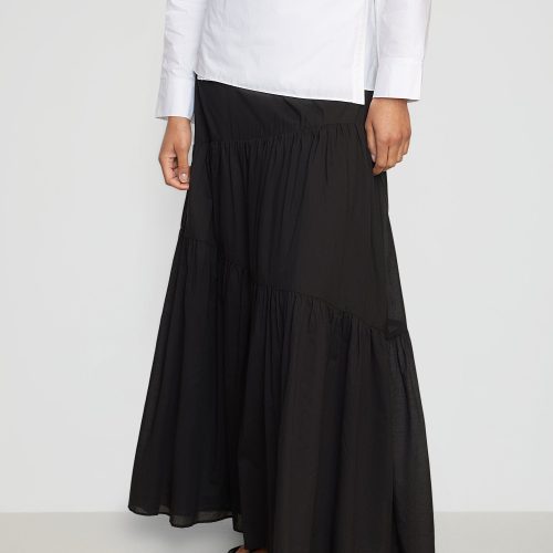 runa tiered cotton maxi skirt black 2