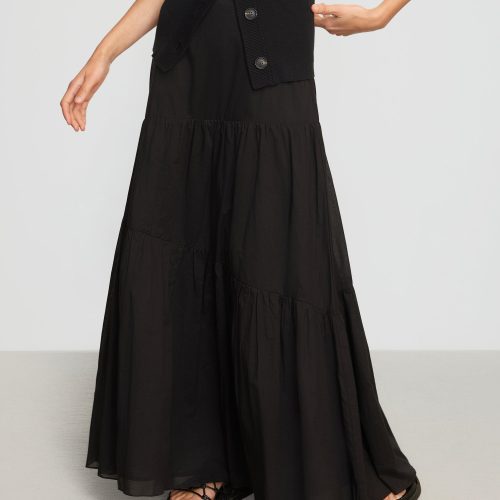 runa tiered cotton maxi skirt black 3