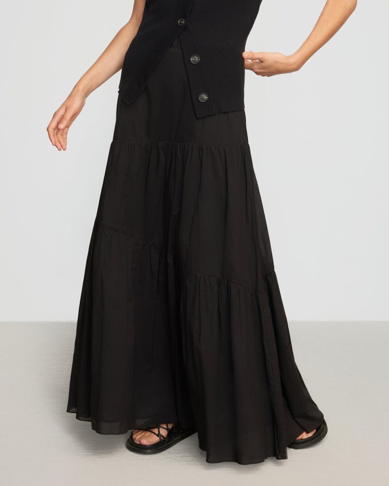 runa tiered cotton maxi skirt black 3