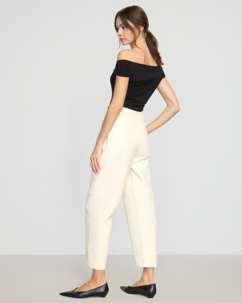 rupa vegan leather barrel leg pant cream 4