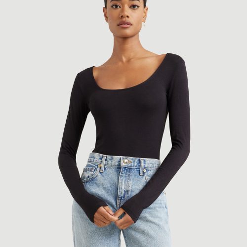 skyler square neck long sleeve tee black 1 1