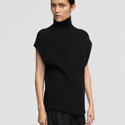 tully organic cotton turtle neck vest black 1