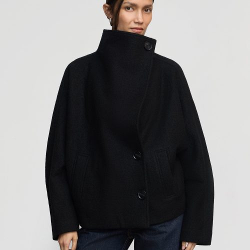 vashti wool blend collared peacoat black 2